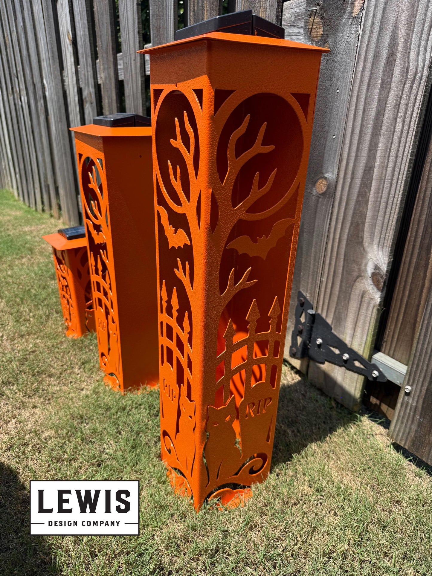 Black Cat Halloween Solar LED Column, Lighted Graveyard Yard Decor, Metal Halloween Lantern, Outdoor Cat & Bat Porch Decoration