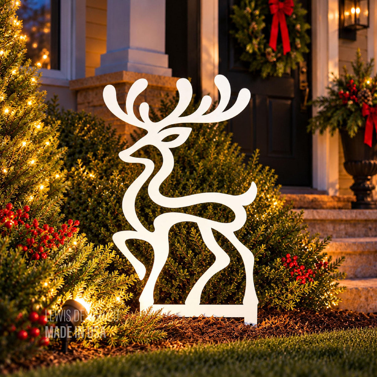 Deer Metal Yard Stake – Metal Holiday Art  – Handmade Christmas Decoration