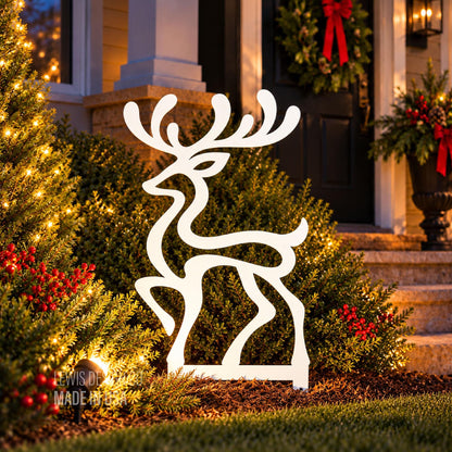 Deer Metal Yard Stake – Metal Holiday Art  – Handmade Christmas Decoration