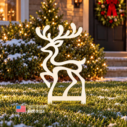 Deer Metal Yard Stake – Metal Holiday Art  – Handmade Christmas Decoration