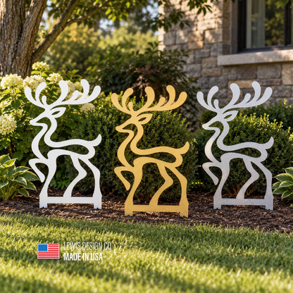 Deer Metal Yard Stake – Metal Holiday Art  – Handmade Christmas Decoration