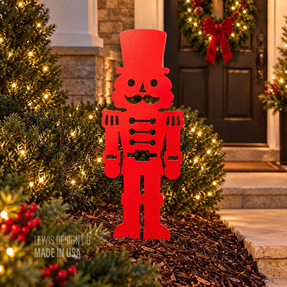 Nutcracker Metal Yard Stake – Metal Holiday Art  – Handmade Christmas Decoration
