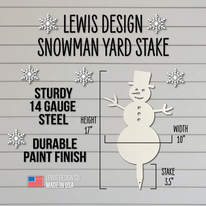 Snowman Metal Yard Stake – Metal Holiday Art  – Handmade Christmas Decoration
