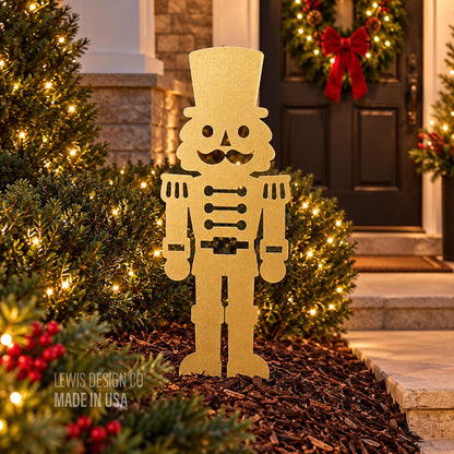 Nutcracker Metal Yard Stake – Metal Holiday Art  – Handmade Christmas Decoration