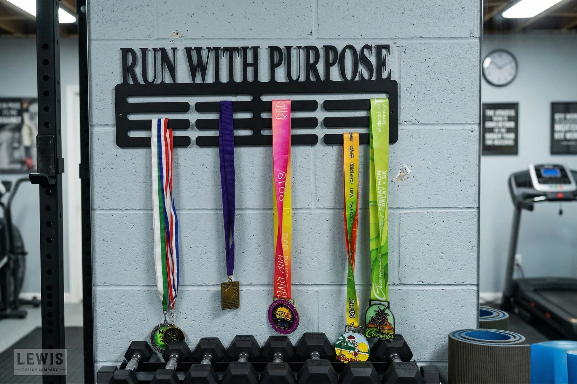 Custom name metal medal hanger in 14-gauge powder-coated steel
