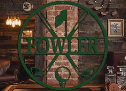 Personalized Golf Metal Sign | Custom Golf Monogram Wall Art