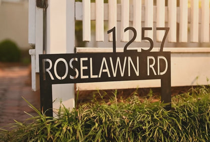 Lawn Address Monogram Metal Sign, Custom Address Sign, Address Sign, Outdoor patio