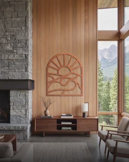 Mountain Sunrise & River Metal Wall Art
