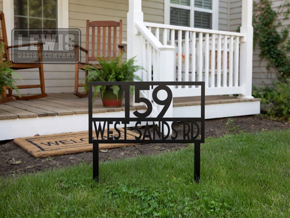 Rectangle Address Sign with Stakes | Personalized Metal Yard Marker