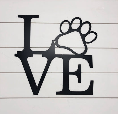 Dog Love Paw Metal Sign, Dog Sign, Dog Gift, Pet Gift, Dog Decor, Pet Decor, Dog Love