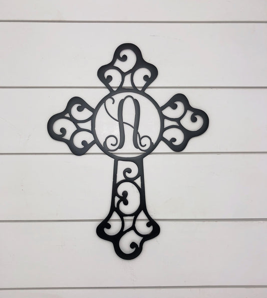 Monogram Cross Metal Sign, Custom Cross, Religious Gift, Christian Gift, Christian Sign, Baptism Gift, Easter