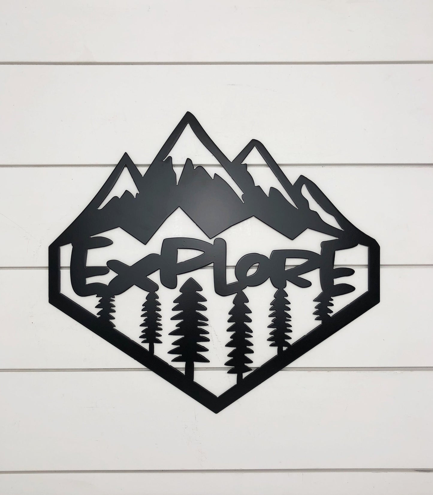 Explore Metal Sign, Outdoor Decor, Home Decor, Metal Signs, Custom Metal Sign, Wall Art, Mountains, Trees, Explore, Nature Sign