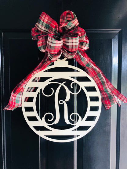 Monogram Ornament Metal Sign, Door Hanger, Christmas, Christmas Decor, Christmas Wreath, Custom Christmas, Monogram, Metal Signs, Holiday