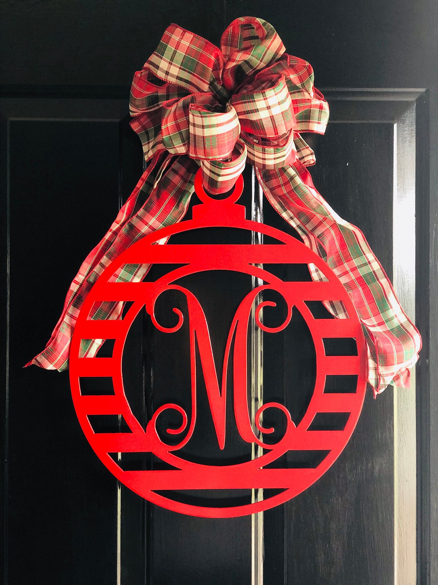 Monogram Ornament Metal Sign, Door Hanger, Christmas, Christmas Decor, Christmas Wreath, Custom Christmas, Monogram, Metal Signs, Holiday