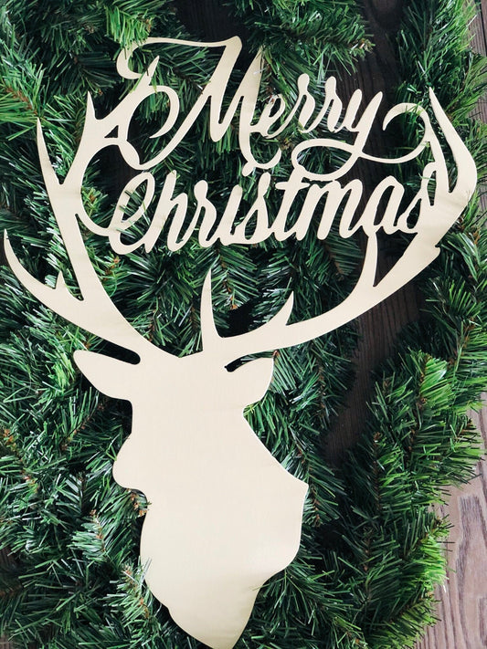 Merry Christmas Deer Metal Sign, Christmas Decor, Metal Wall Art, Metal Signs, Home Decor, Christmas Gifts, Gift Ideas