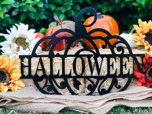 Halloween Pumpkin Metal Sign, Door Hanger, Halloween, Fall Decor, Custom Metal Art, Metal Signs, Home Decor, Gift Ideas, Holiday