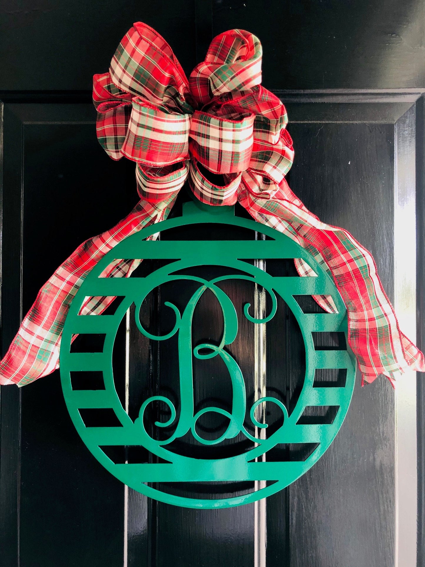 Monogram Ornament Metal Sign, Door Hanger, Christmas, Christmas Decor, Christmas Wreath, Custom Christmas, Monogram, Metal Signs, Holiday