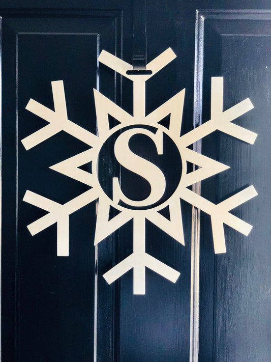 Monogram Snowflake Metal Sign, Snowflake Sign, Custom Snowflake, Winter Decor, Winter Wreath, Custom Door Hanger, Monogram, Metal Signs