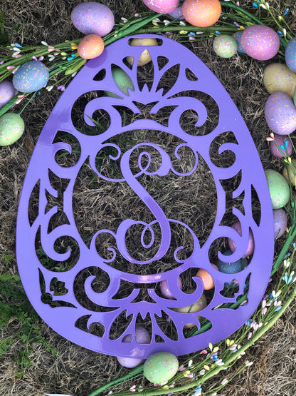 Easter Egg Door Hanger Monogram Metal  Sign, Easter Door Hanger, Easter Decor, Easter Wreath, Easter Egg, Spring Door Hanger, Spring Wreath