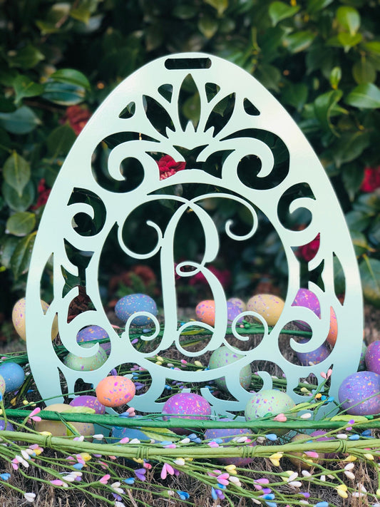Easter Egg Door Hanger Monogram Metal  Sign, Easter Door Hanger, Easter Decor, Easter Wreath, Easter Egg, Spring Door Hanger, Spring Wreath