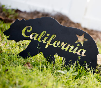 California Bear Metal Sign, Custom Name Sign, Monogram, Home Decor, Wedding Gift
