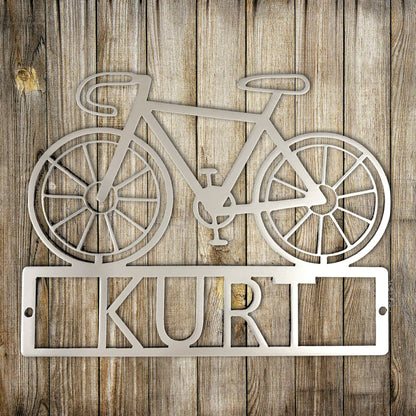 Bicycle Custom Monogram Steel Sign, Bicycle Sign, Custom Name Sign, Cycling Sign, Home Decor, Kids Room Sign, Sport Sign, Personalized Sign