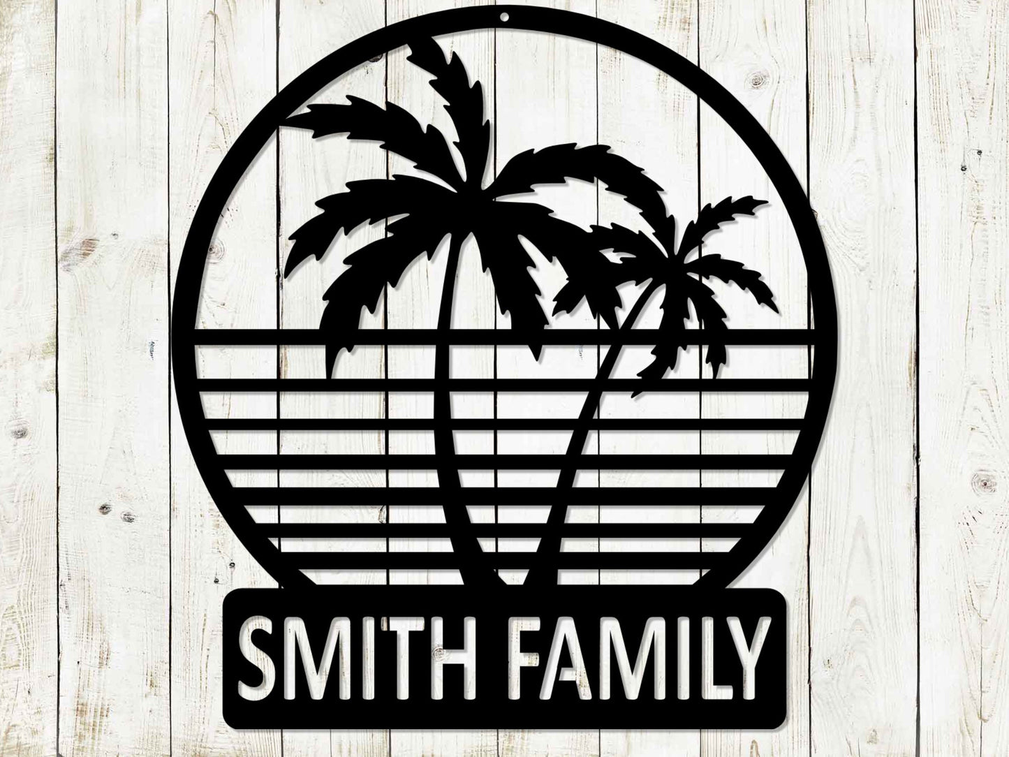 Palm Tree Monogram Design, Custom Sign, Monogram Sign, Beach Sign, Beach House Sign, Fathers Day, Mothers Day, Retro Beach