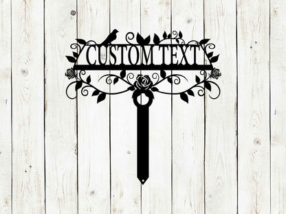 Custom Garden Sign, Rose Garden, Garden Sign, Personalized Sign, Outdoor patio decor, Garden Stake, Metal Yard Art, Metal Garden Sign