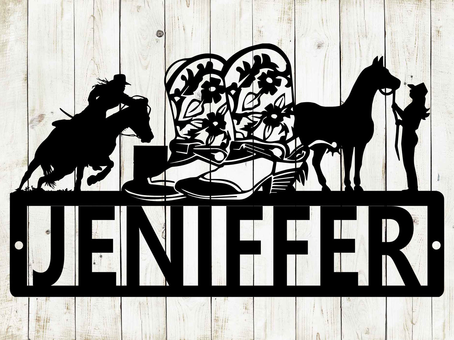 Cowgirl Custom Name Metal Sign, Custom Sign, Rodeo, Equestrian, Boots, Farm Sign, Horse Sign, Cowboy, Cowgirl, Farmhouse, Barrel Racing