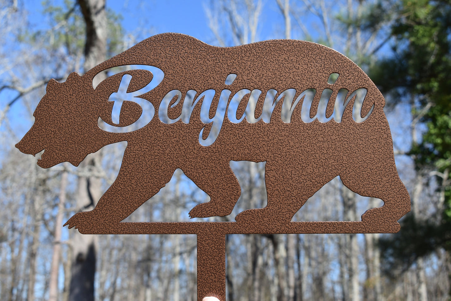 Bear Stake Metal Sign, Metal Sign, Custom Sign, Bear Sign, Cabin Sign, Mountain Sign, Nature Sign, Name Sign, Address Sign