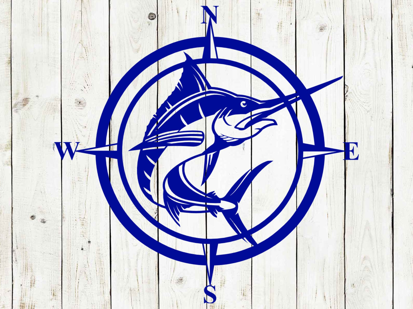 Marlin with Compass Decorative Metal Sign, Metal Art, Metal Sign,, Summer, Spring, Beach Sign, Beach House, Deep Sea, Marlin