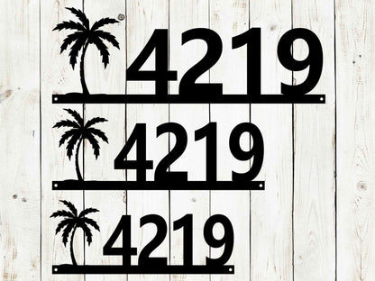 Palm Tree Custom Address Monogram Metal Sign, Address Plaque, Custom Address Sign, Address Sign, Beach House Number Sign, Metal House Number