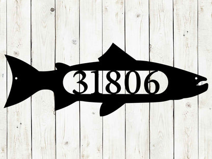 Trout Fish Address Number Metal Sign, Fishing Sign, Fish Sign, Address Sign, Mountain Sign, Trout Fishing, Cabin, Outdoors