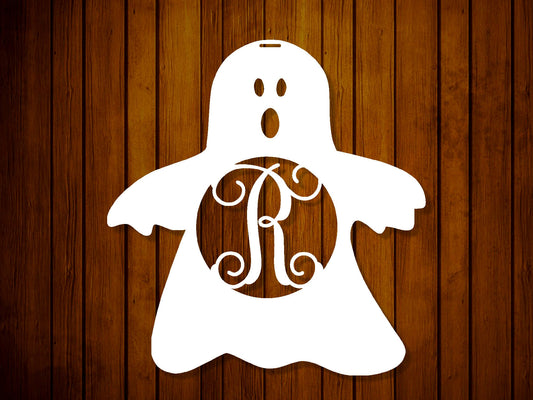 Ghost Custom Monogram Metal Sign, Halloween Door Hanger, Halloween Decor, Fall Decor, Fall Wreath, Halloween Sign, Metal Art, Ghost Sign