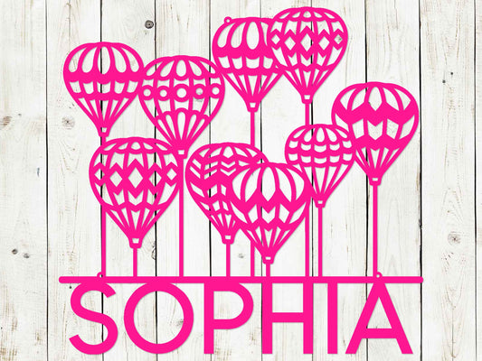 Hot Air Balloons Custom Name Metal Sign, Kids Room Decor, Home Decor, Hot Air Ballon, Metal Sign, Game Room