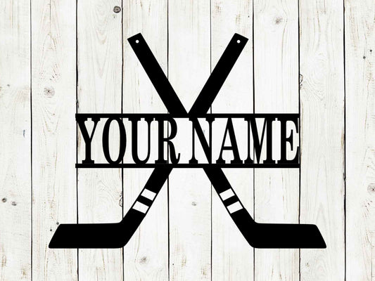 Hockey Custom Monogram Name Metal Sign, Hockey, Hockey Sign, Metal Sign, Custom Metal Sign, Birthday, Hockey Sticks