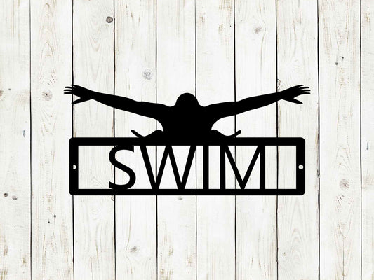 Swimming Custom Name Metal Sign, Swim Sign, Custom Name Sign, Swim, Home Decor, Kids Room Sign, Sport Sign, Personalized Sign