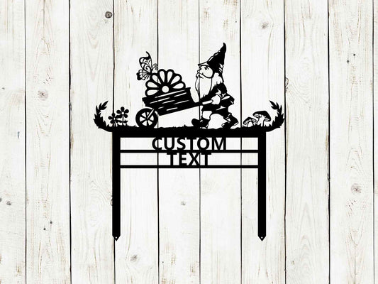 Custom Garden Gnome Sign, Personalized Garden Sign, Garden Gnome, Outdoor patio, Garden Art decor, Metal Yard Art, Mothers Day, Fathers Day