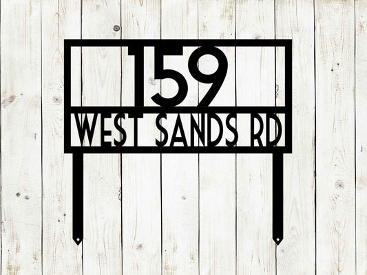 Rectangle Metal Address Sign with Stakes, Custom Address Sign, Mailbox Sign, Housewarming Gift, Metal Address Plaque, Monogram Address Sign