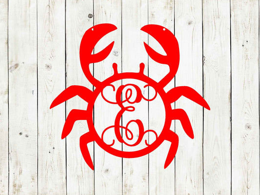 Crab Monogram Door Hanger, Crab Monogram, Door Hanger, Metal Art, Metal Sign, Front Porch, Summer, Spring, Mothers Day Gift, Beach Decor