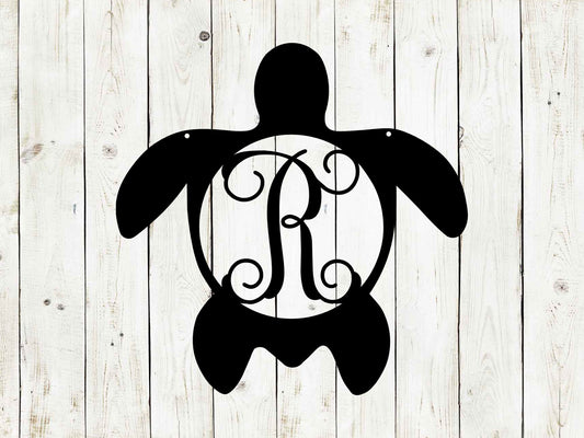 Sea Turtle Monogram Door Hanger, Door Monogram, Door Hanger, Metal Sign, Front Porch, Summer, Spring, Mothers Day Gift, Beach Decor