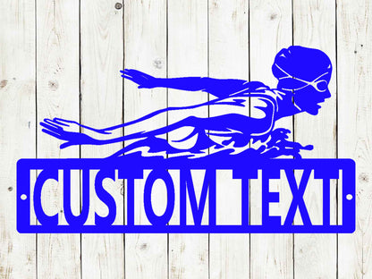 Swimming Female Custom Name Metal Sign, Kids Room Decor, Swimming, Swim Award, Swim Team, Butterfly, Freestyle, Swim, Swim Team, Swimmer