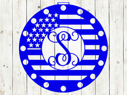 Patriotic Flag Monogram Door Hanger, Door Monogram, Door Hanger, Metal Sign, Front Porch, Summer,4th of July, Patriotic, USA Monogram