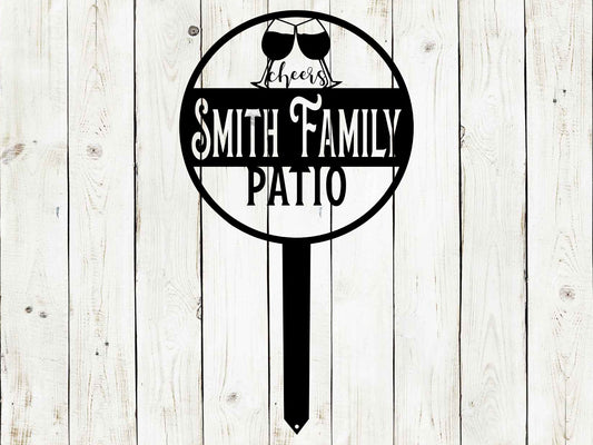 Patio Custom Monogram Stake Metal Sign, Patio Sign, Grilling Sign, Porch Sign, Metal Wine Sign, Fathers Day, Mothers Day, Wedding Gift