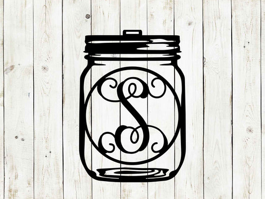 Mason Jar Monogram Door Hanger, Mason Jar, Door Hanger, Metal Art, Metal Sign, Front Porch, Summer, Spring, Mothers Day Gift, Spring Decor