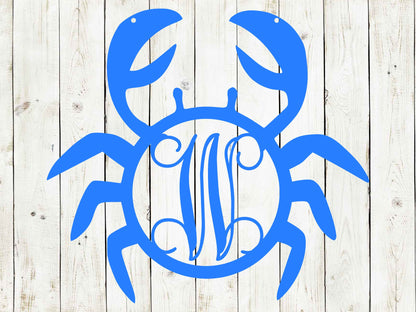 Crab Monogram Door Hanger, Crab Monogram, Door Hanger, Metal Art, Metal Sign, Front Porch, Summer, Spring, Mothers Day Gift, Beach Decor