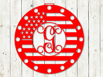 Patriotic Flag Monogram Door Hanger, Door Monogram, Door Hanger, Metal Sign, Front Porch, Summer,4th of July, Patriotic, USA Monogram