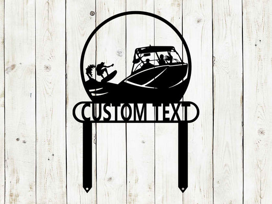 Ski Boat Custom Metal Sign, Personalized Boat Sign, Outdoor Sign, Boat Sign, Water Ski Sign, Wakeboarding, Dock Sign, Lakehouse, Lake