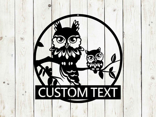 Owl Custom Name Sign, Custom Sign, Monogram Sign, Wedding Gift, Owl Sign, Nature Sign, Mothers Day, Fathers Day