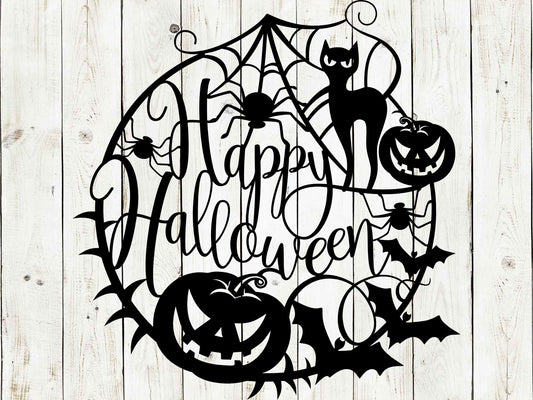 Happy Halloween Web Metal Sign Door Decor, Halloween Metal Sign, Scary, Halloween, Spider Web Sign, Halloween Decor, Halloween Door Hanger